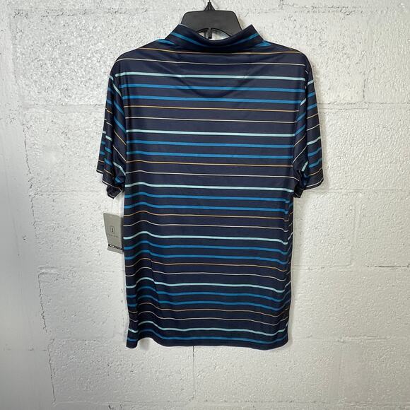 PGA TOUR Men's Fine Line Print Short Sleeve Golf Polo Shirt blue large - Picture 3 of 9